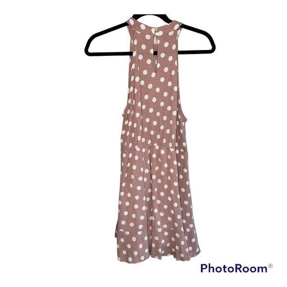 Entro Mauve with white polka dots front ruffle halter neck Size Large - Picture 3 of 8